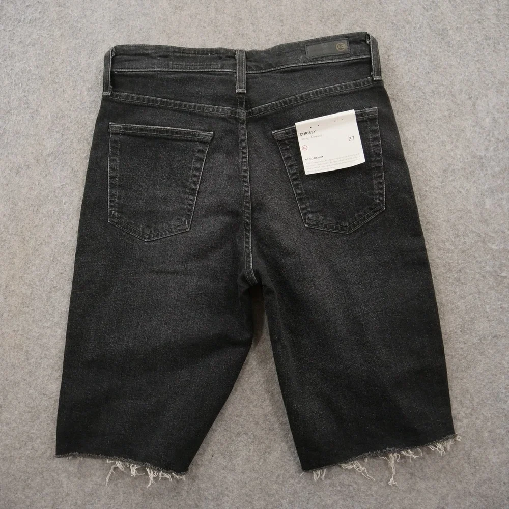 New AG Adriano Goldschmied High Waist Black Distressed Denim Shorts